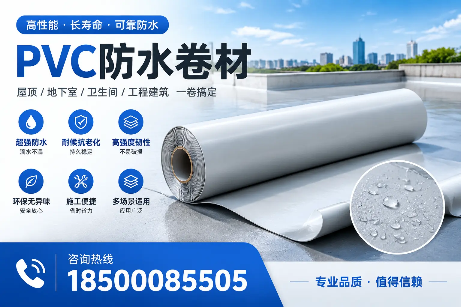 PVC防水卷材的防水效果评测，适合河池的科学依据